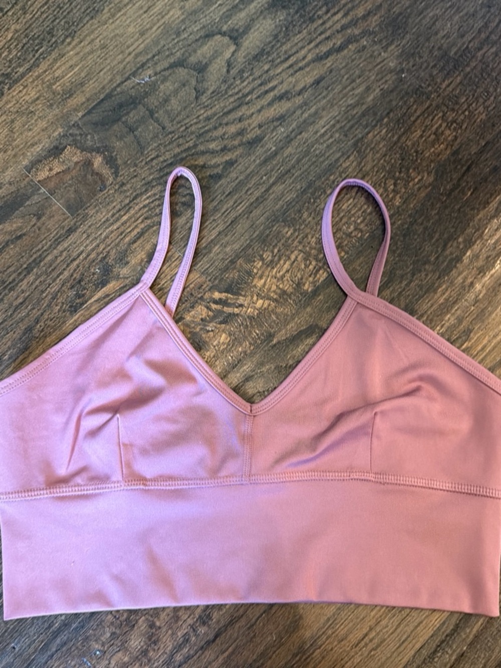 Seamless Dusty Pink Tank Bralette with Thin Straps